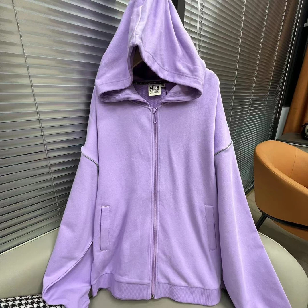 大版百搭时尚运动开衫纯色宽松韩版春季连帽卫衣#W1221