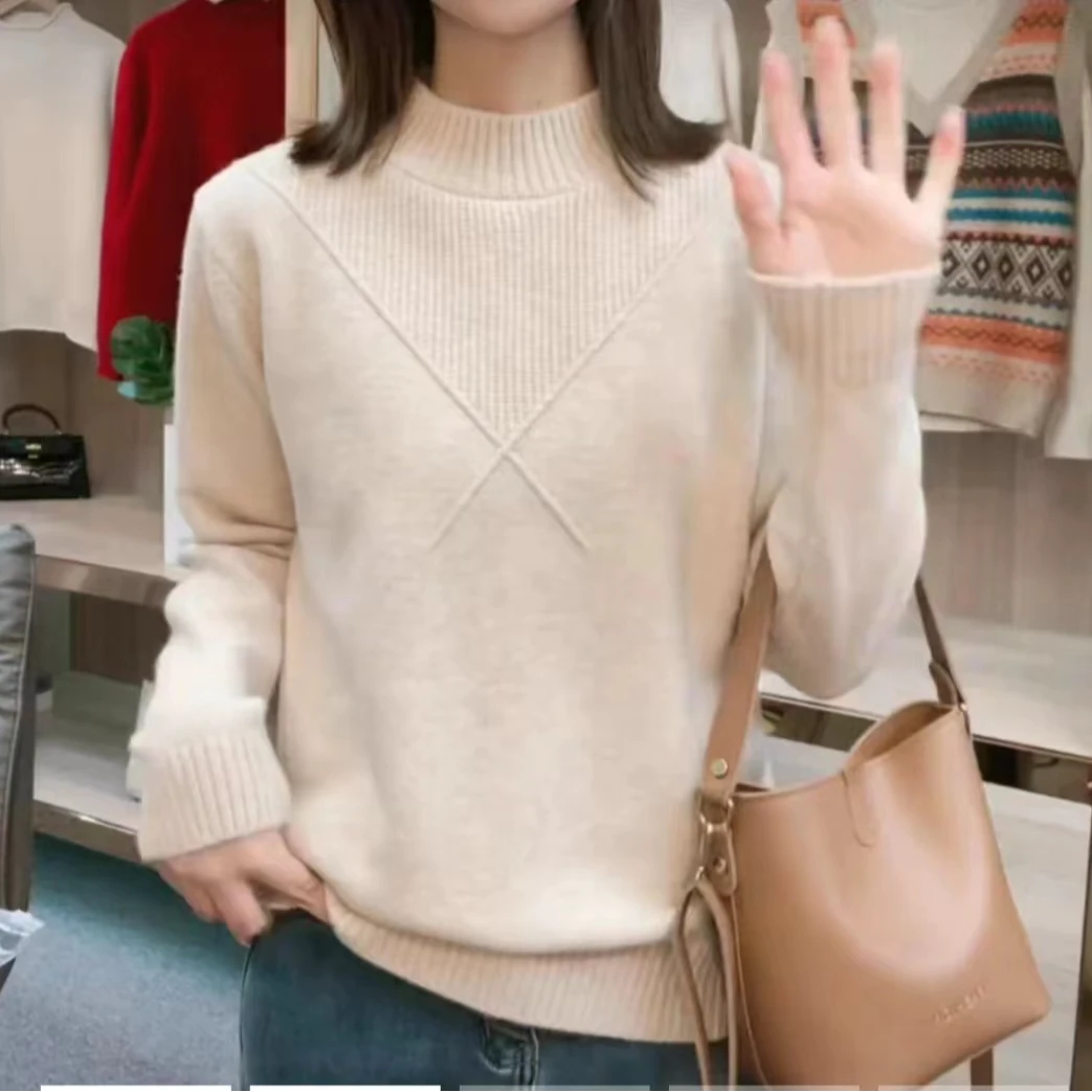 半高领打底衫女秋冬时尚洋气短款针织衫2023新款内搭毛衣#D1203