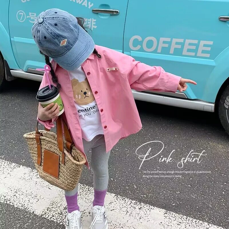 女童衬衫春秋新款儿童娃娃衫衬衣洋气时髦女宝宝春装长袖上衣外套