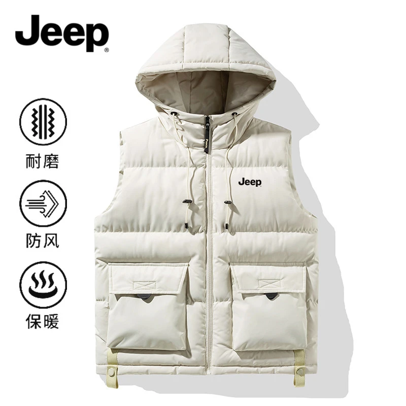 Jeep吉普棉马甲男士外套秋冬季保暖立领工装设计坎肩潮流外穿马夹