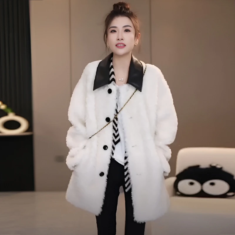 毛毛外套女皮毛一体秋冬季2025年新款秋季薄外套小个子毛呢短大衣
