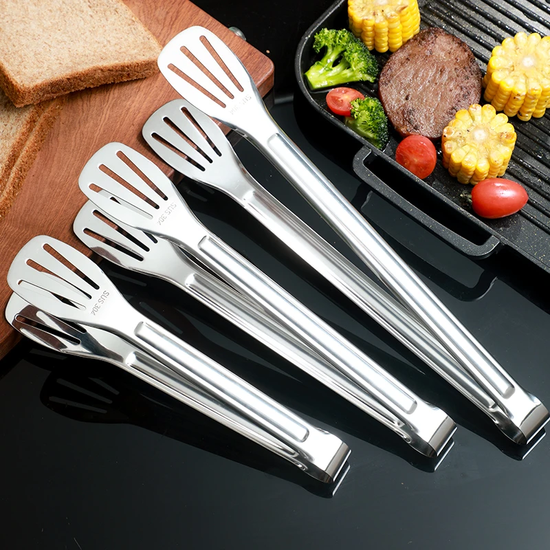 304不锈钢食品夹子厨房烤肉烧烤夹菜牛排防烫家用加厚面包食物