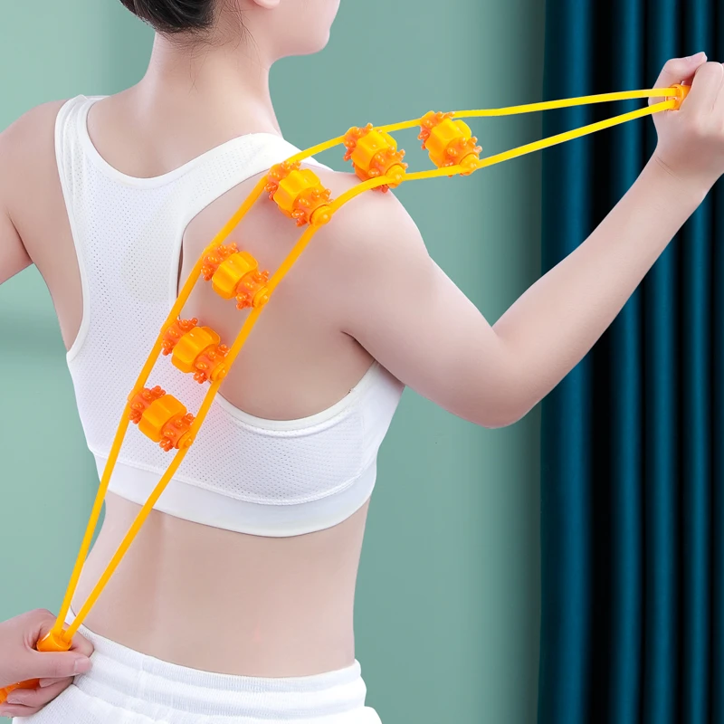 拉背条按摩器疏通经络肩颈椎仪多功能背部腰部脖子神器手动滚轮式