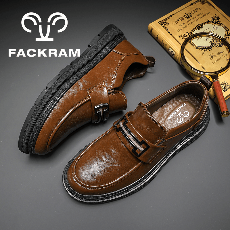 FACKRAM男士皮鞋2024新款夏季一脚蹬乐福鞋透气百搭豆豆鞋皮鞋男