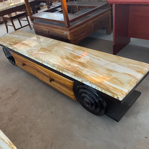 电视柜乌金木+大理石2400*460*420客厅轻奢家用