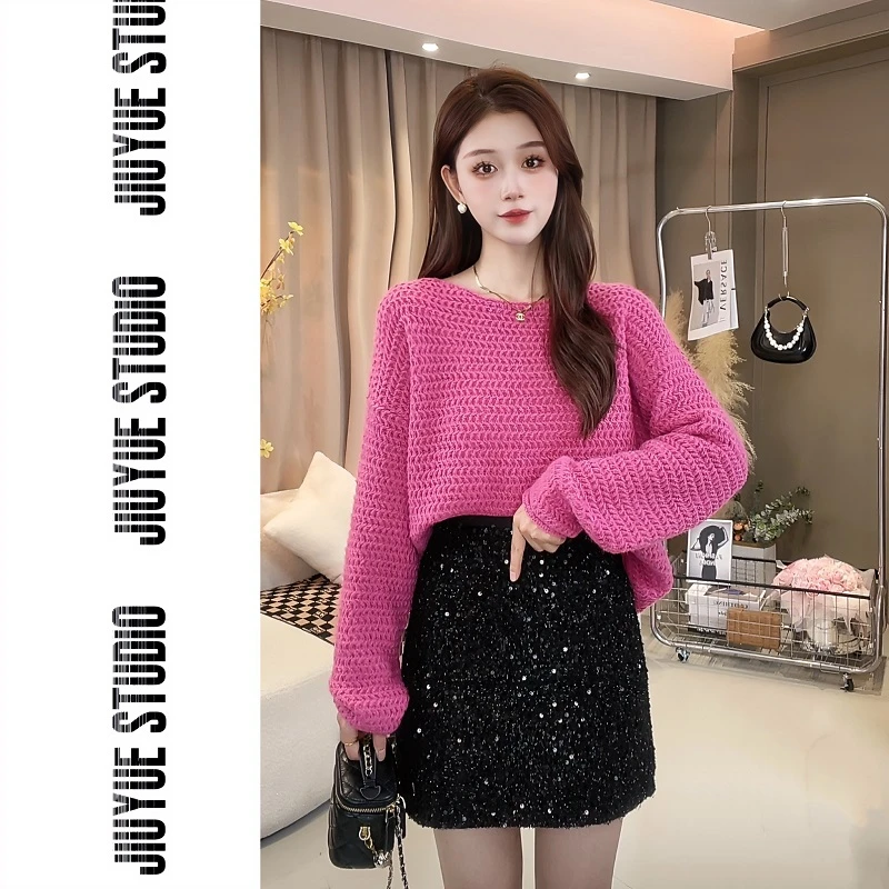 【玖月服饰】秋季新款精致气质设计感圆领软糯百搭长袖针织衫Z6782