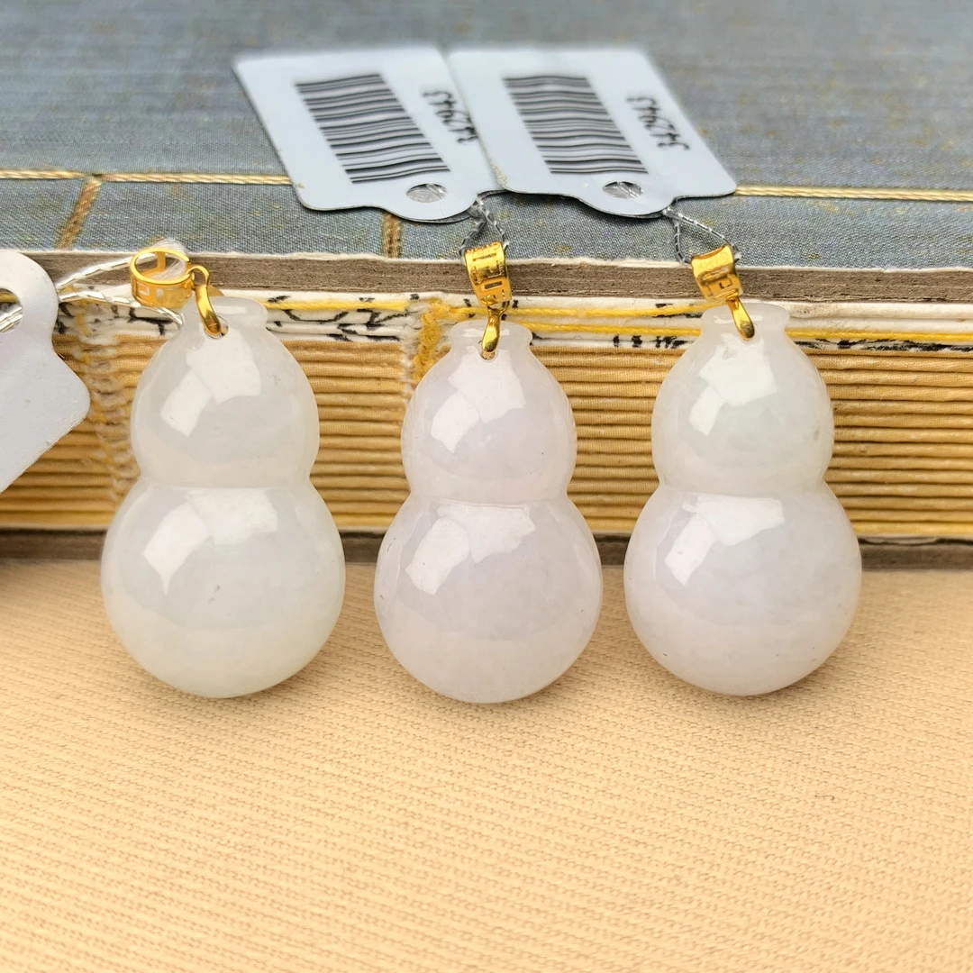 【粉丝回馈】天然A货翡翠18K金镶嵌葫芦吊坠配绳多样性发货&342943