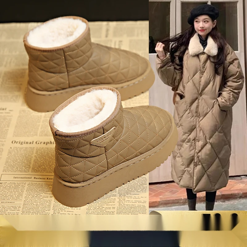 回力瑞面包棉鞋女2023新款雪地靴女冬季加绒加厚保暖防水防滑厚底