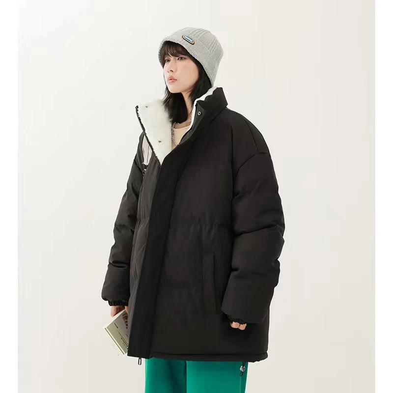 秋冬简约男女同款加绒加厚防寒保暖棉服YFM066