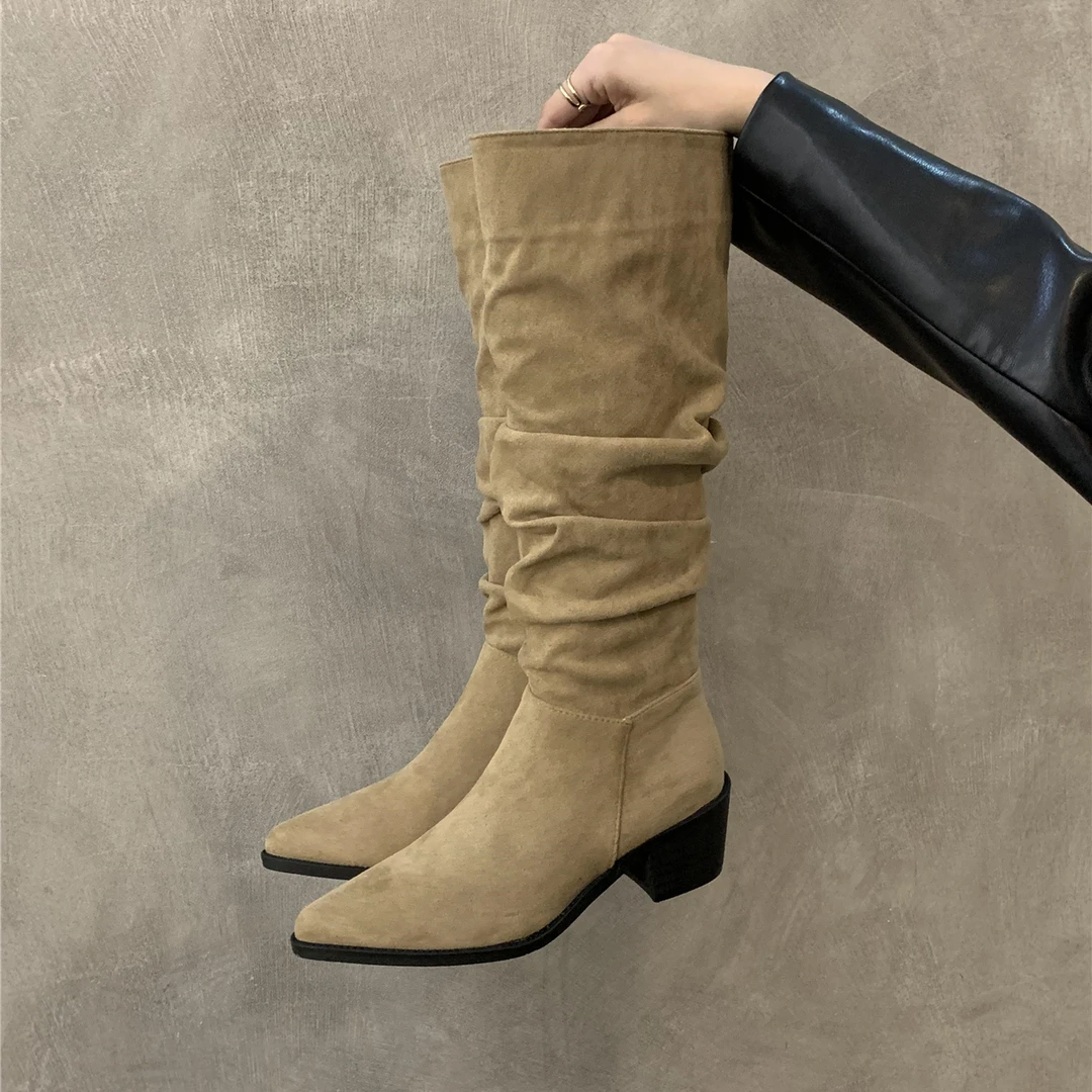 【罗伊伊新品】堆堆靴复古反绒长靴