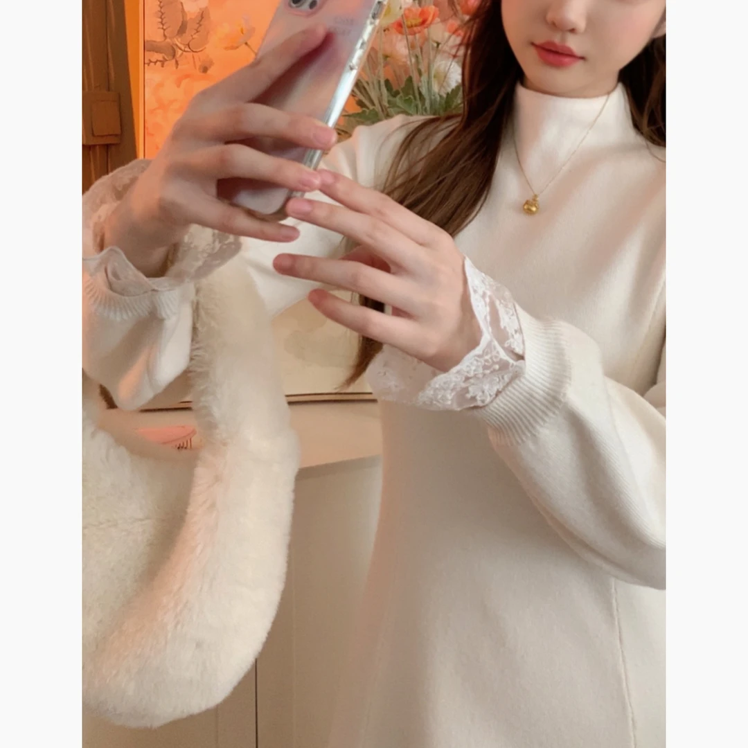 【紫紫定制】温柔高领内搭针织连衣裙女秋冬法式网红冬季加厚打底裙