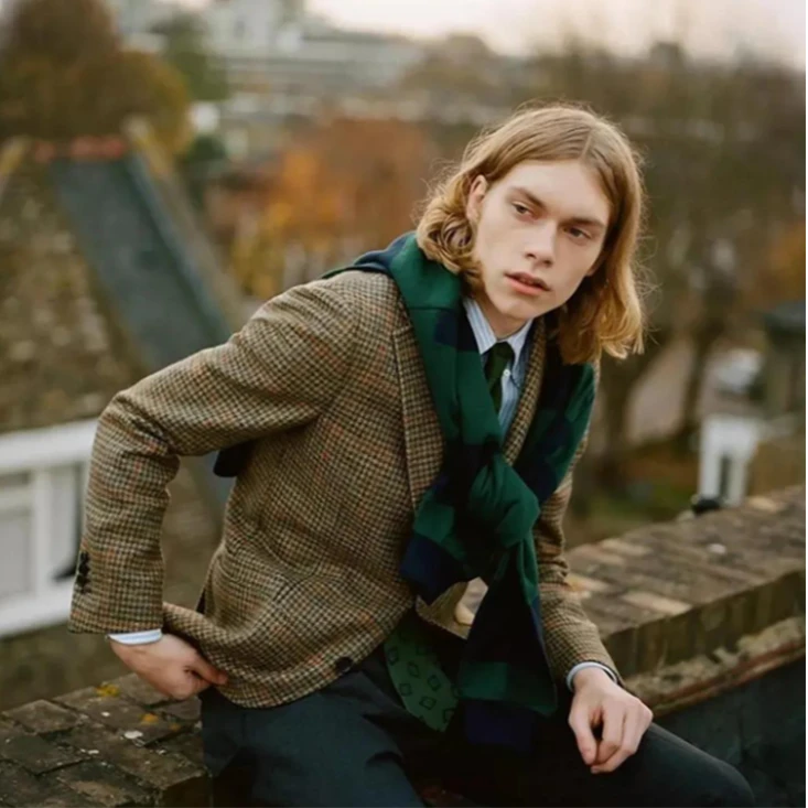 古着vintage日制男女英伦西服中古复古古着西装格子格纹时尚秋冬