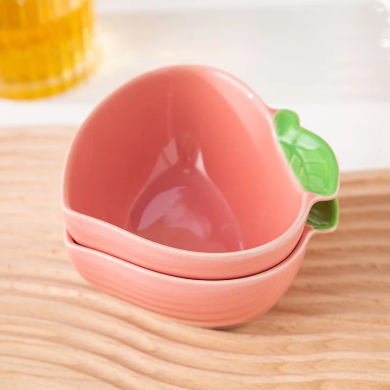 【三个】新款水蜜桃陶瓷大碟子家用卡通调味碟火锅蘸料碟可爱小碗