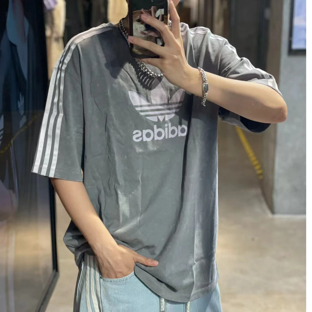 adidas阿迪达斯三叶草水洗棉舒适休闲时尚短袖IW3412