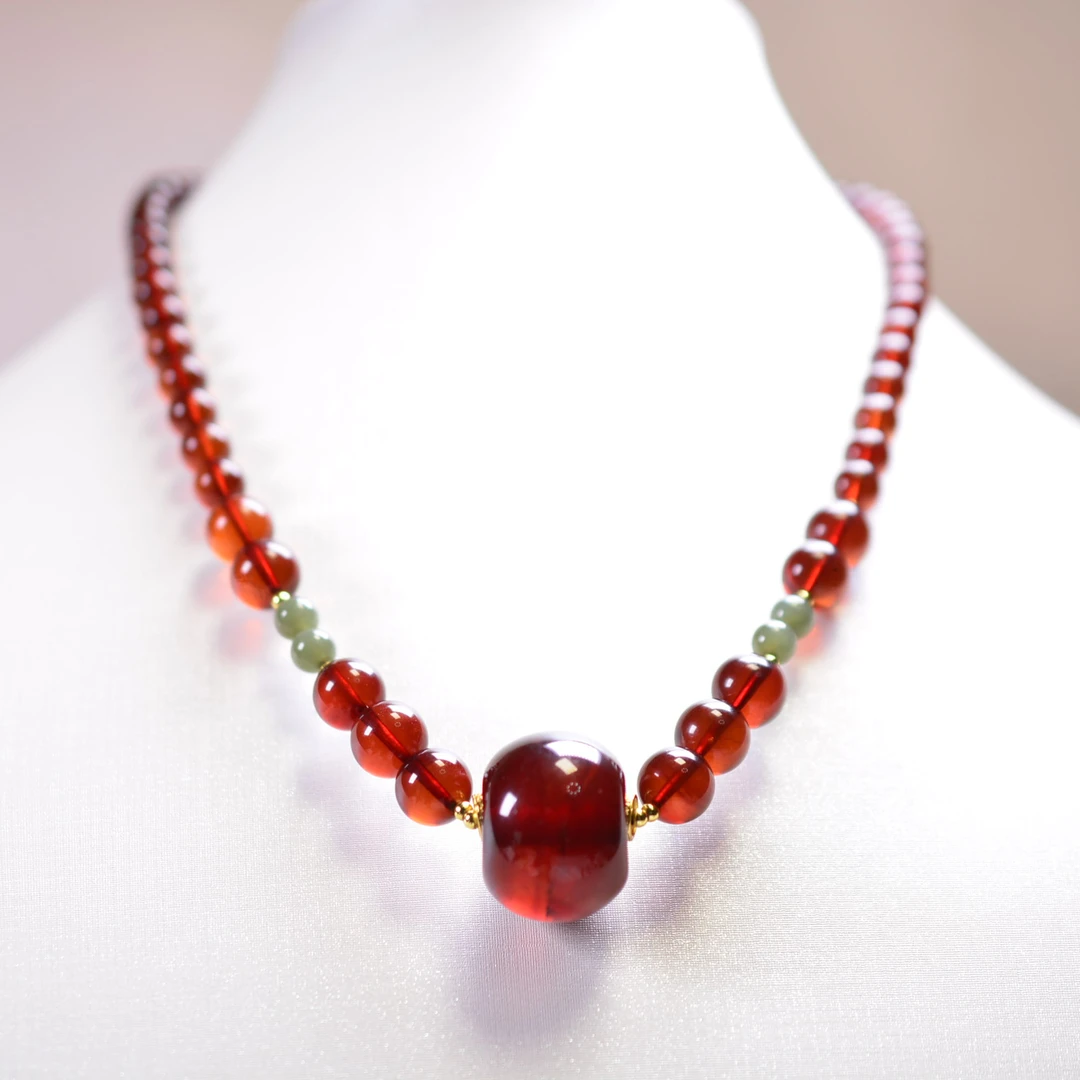 晨玺珠宝-血珀路路通项链7+10+妈妈链缅甸天然老坑料民族风坠链