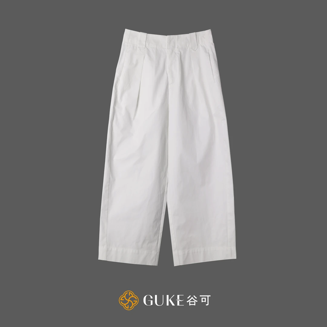 GKE/谷可K5028时尚九分裤女2024夏新款阔腿裤高腰垂感透气直筒裤