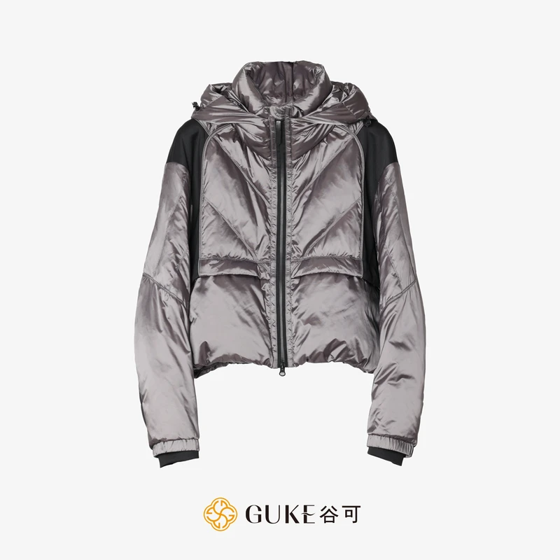 GKE/谷可Y1081拼接轻薄羽绒服女秋冬季时尚连帽保暖短款上衣外套