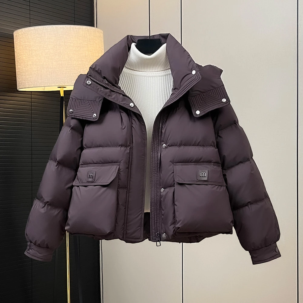 高级感肯豆短款羽绒服女冬季新款洋气白鸭绒加厚防寒面包服外套潮