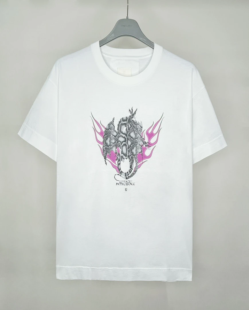 全新未使用 Givenchy/纪梵希 M70 赛克动物火焰短袖T恤BM71JB3YJY
