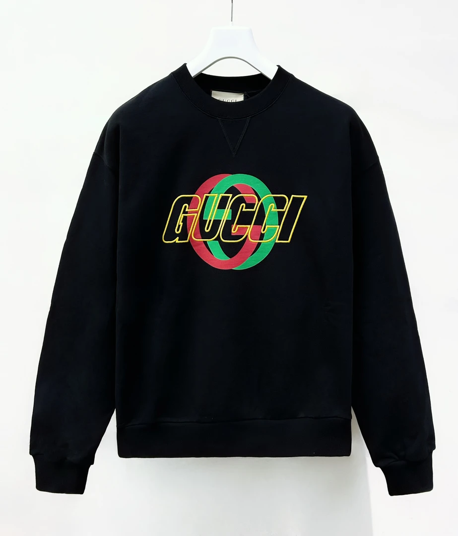 全新未使用 GUCCI/古驰 FW23 字母胸口印花红绿黄logo卫衣 768460