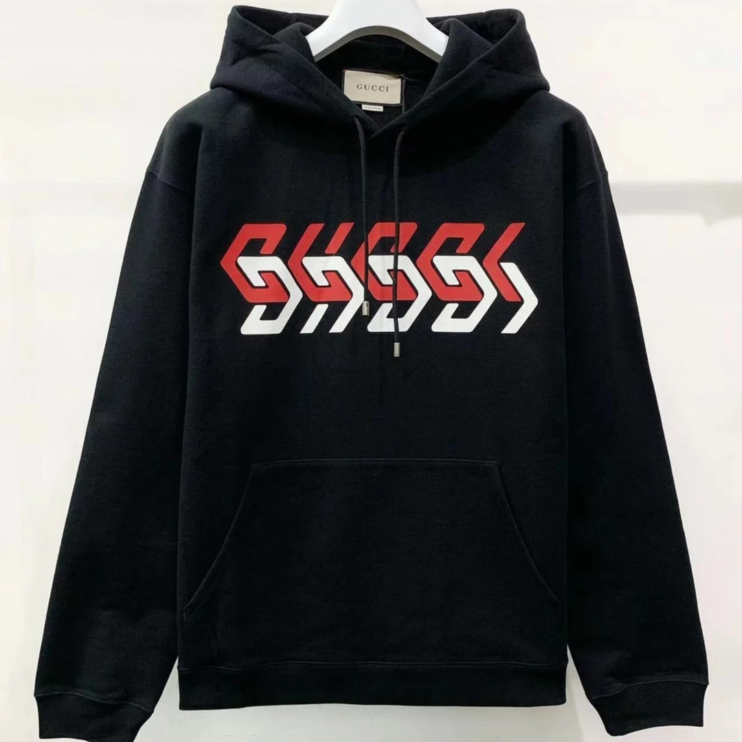 全新未使用 GUCCI/古驰 M CG倒字母印花男士带帽卫衣 681210