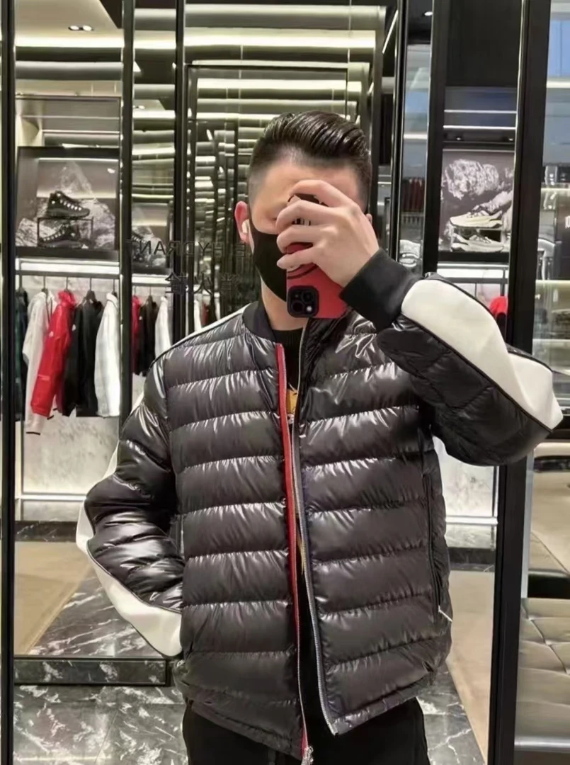 全新未使用 MONCLER M  ARROUX前彩条手臂条纹Logo羽绒服1A00005