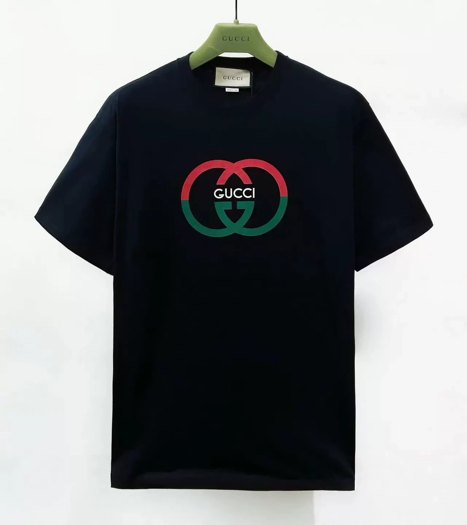 全新未使用 GUCCI/古驰 25春夏红绿双G字母印花男短袖T恤 771758