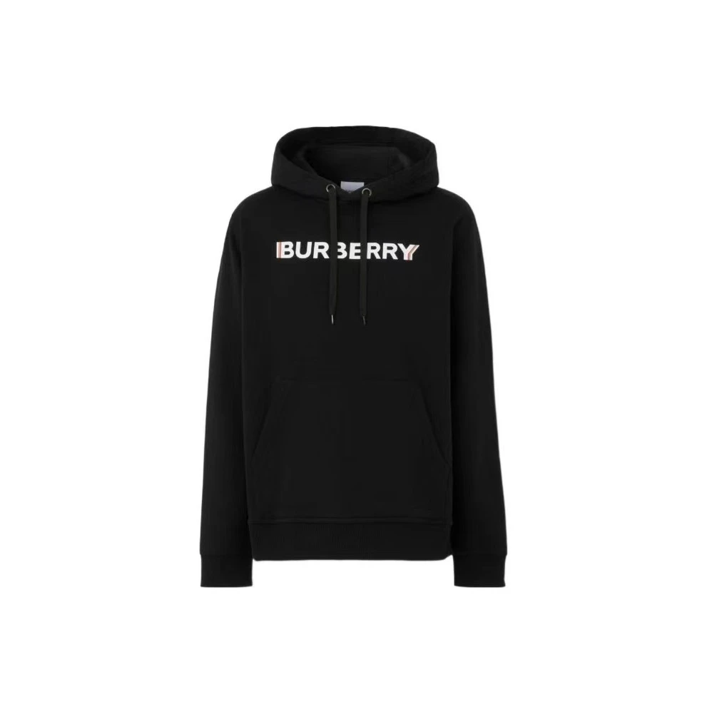 全新未使用 BURBERRY/博柏利 字母印花圆领宽松男黑色卫衣8052977