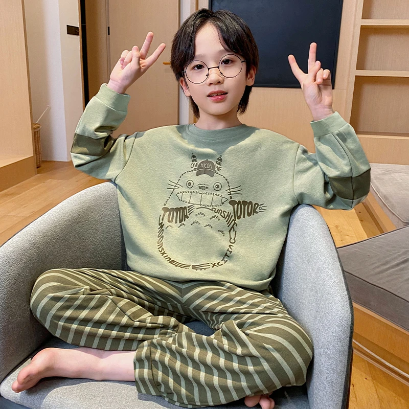 YUZHAOLIN/俞兆林2023新款男童睡衣春秋季纯棉长袖男孩大童家居服