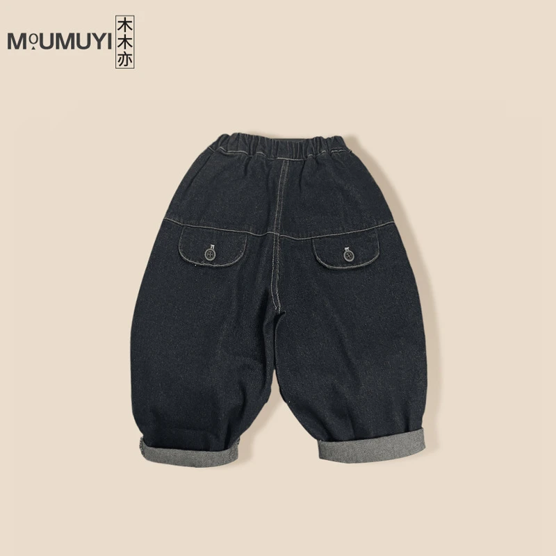 2025秋装韩版男童港风纯色软牛仔裤儿童休闲长裤男孩洋气直筒裤潮