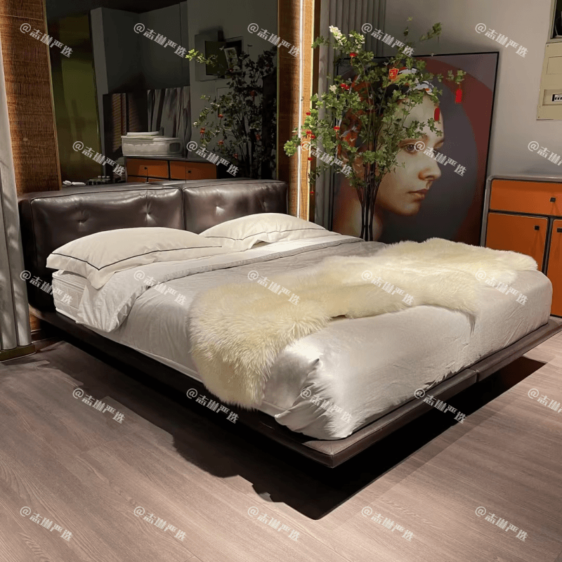 志琳严选【迪兰真皮大床】轻奢风真皮床双人主卧大床简约头层牛皮床