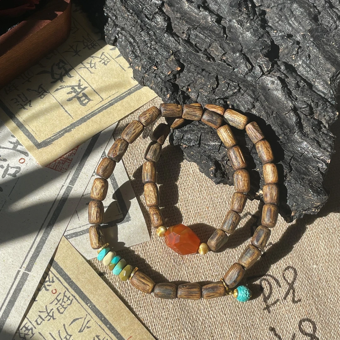 【熙么】岱渊 南红手链 18K金镶嵌 B02D-2490多样性发其一