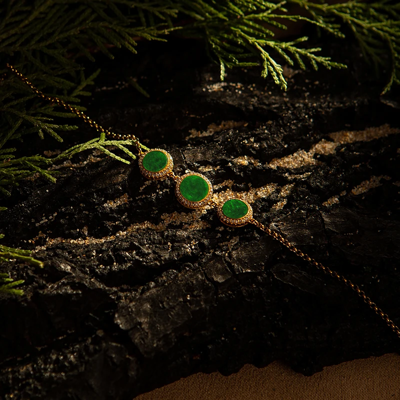 【熙么】闻意 翡翠 手链 18K金镶嵌 B01D-2194多样性发其一