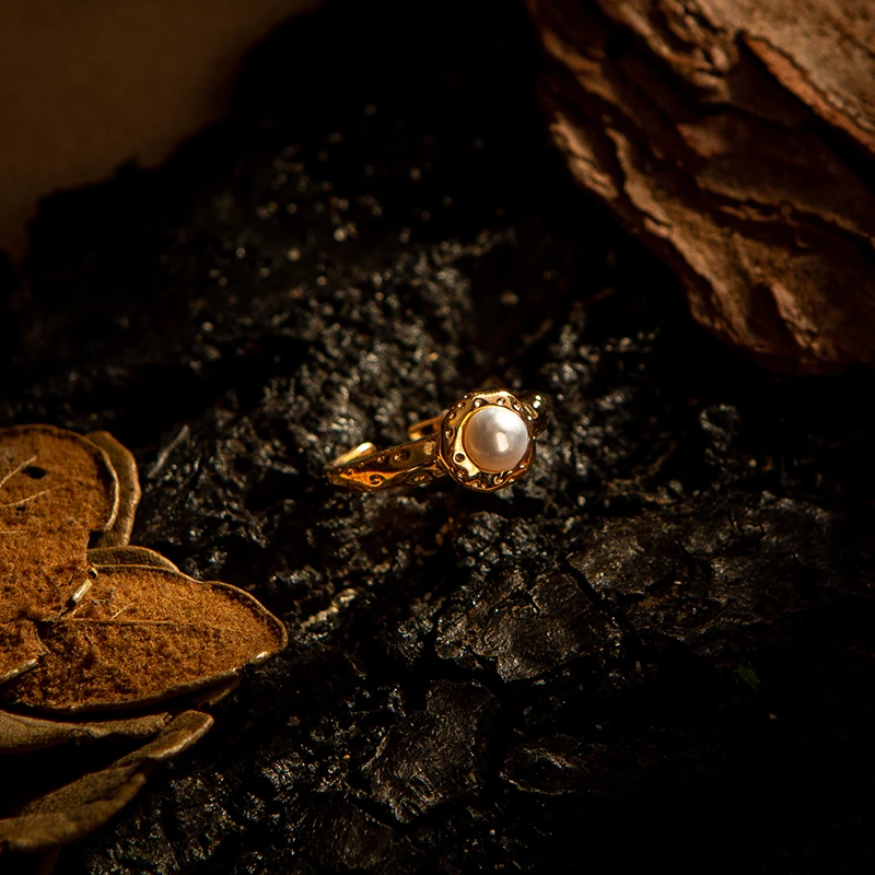 【熙么】简珂 珍珠 戒指  S925银镀金镶嵌 R01D-2182多样性发货