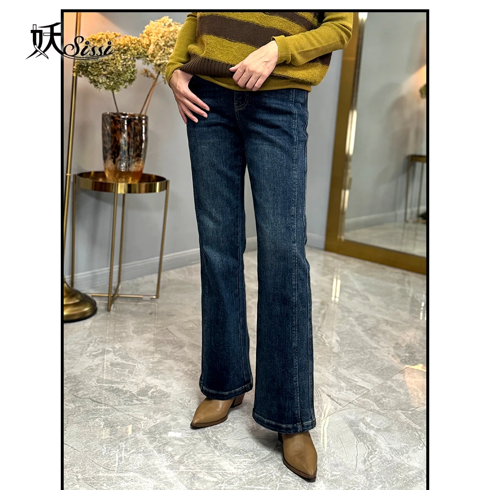 【必买妖品】24秋冬内磨绒双缝牛仔微喇裤