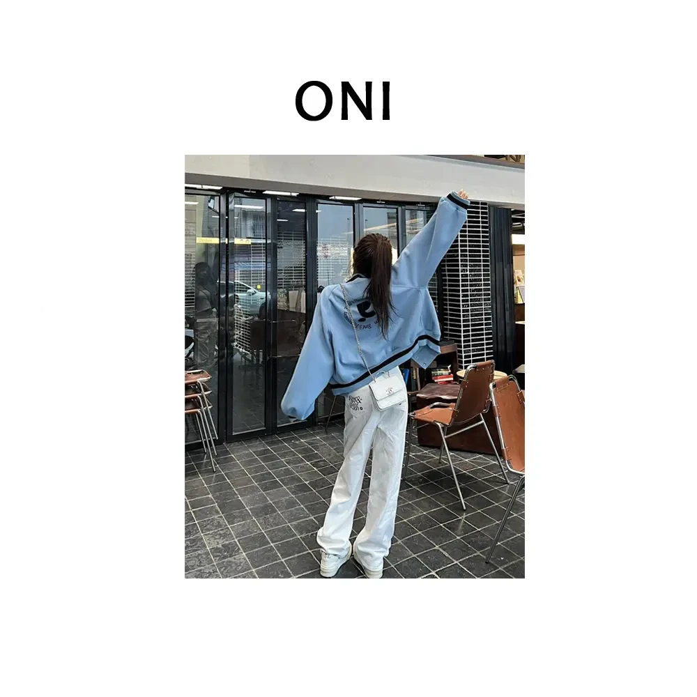 OUNI “ 雾海藏风 “ rest**~ RR后背LOGO刺绣棒球服外套女