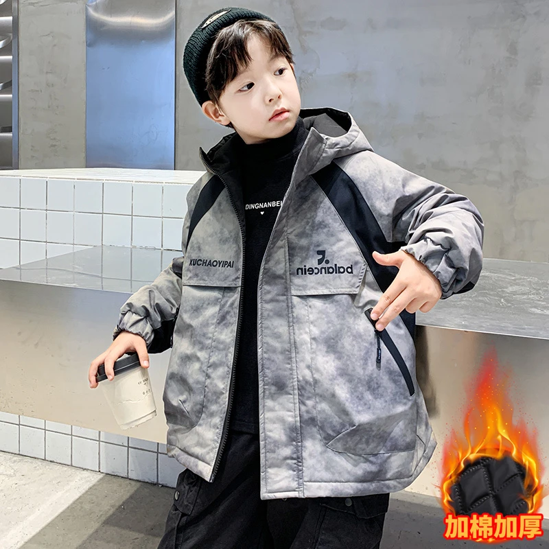 男童夹棉外套小男孩冬装新款6-12岁儿童棉服中大童二棉洋气派克服