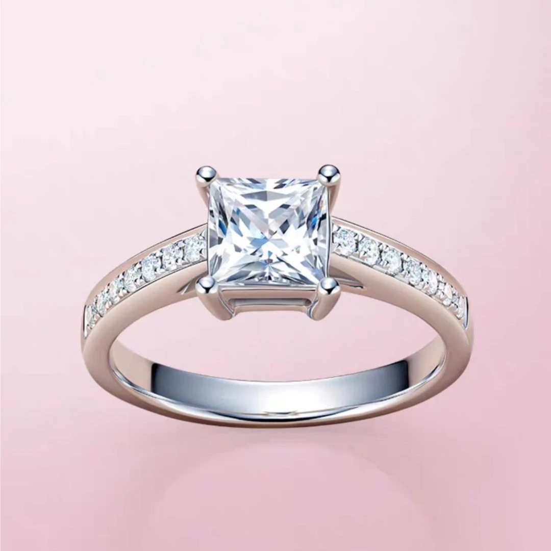 【合成/培育】戒壁镶钻星光公主方优雅异形钻钻戒结婚订婚