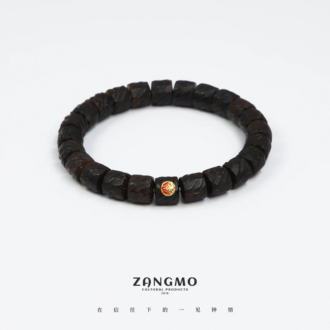 〔 藏墨严选 〕| 逆鳞 | 苏工原生态椰蒂手工干磨单圈手串·22K金标