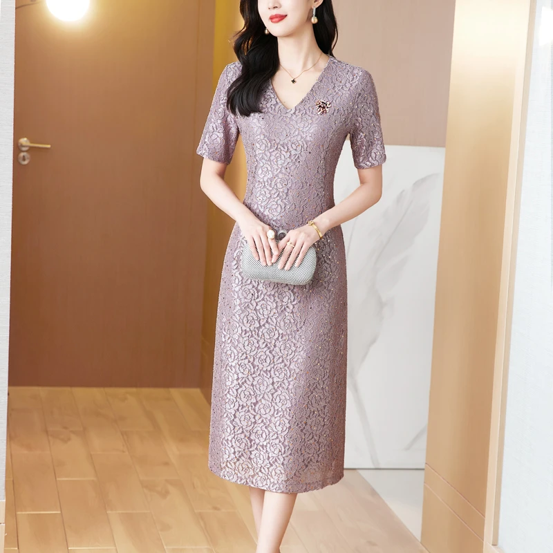 蕾丝连衣裙女2024夏季新款裙子