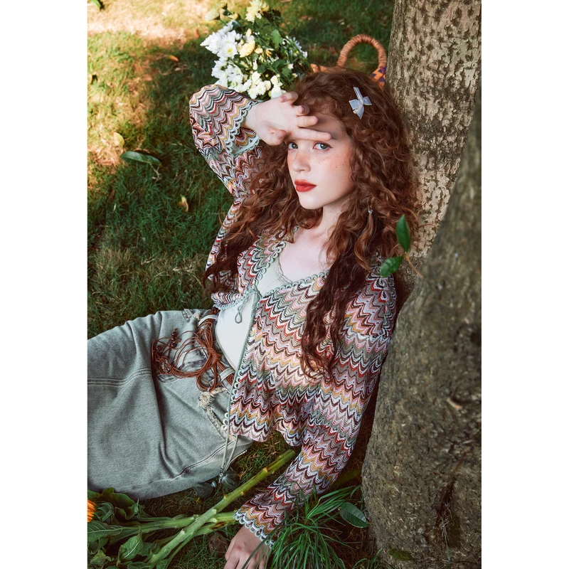 【诗语专属】菀草壹2024新款条纹短款开衫外套上衣X01921419