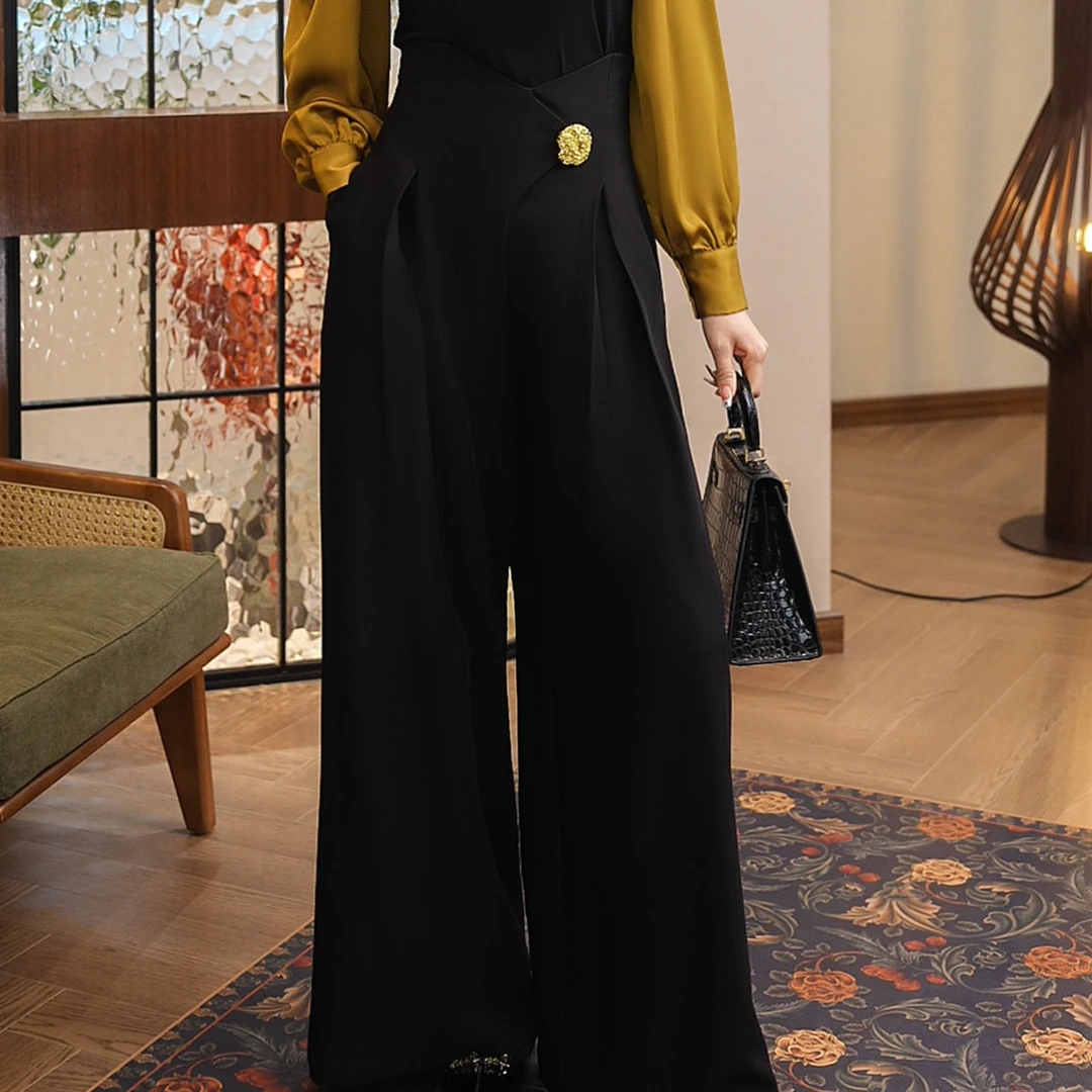 2025年秋季新款【2400】阔腿裤气质高腰黑色直筒百搭显瘦裤子女