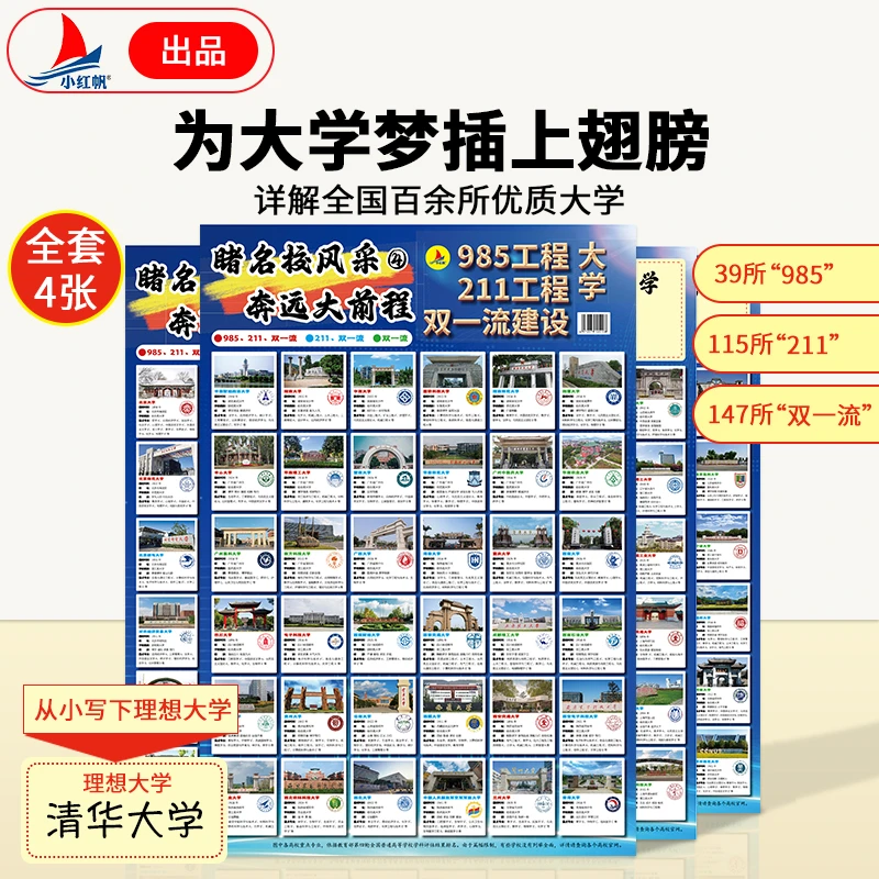 小红帆激励榜名校目标墙贴985/211小学高中高考大学目标贴