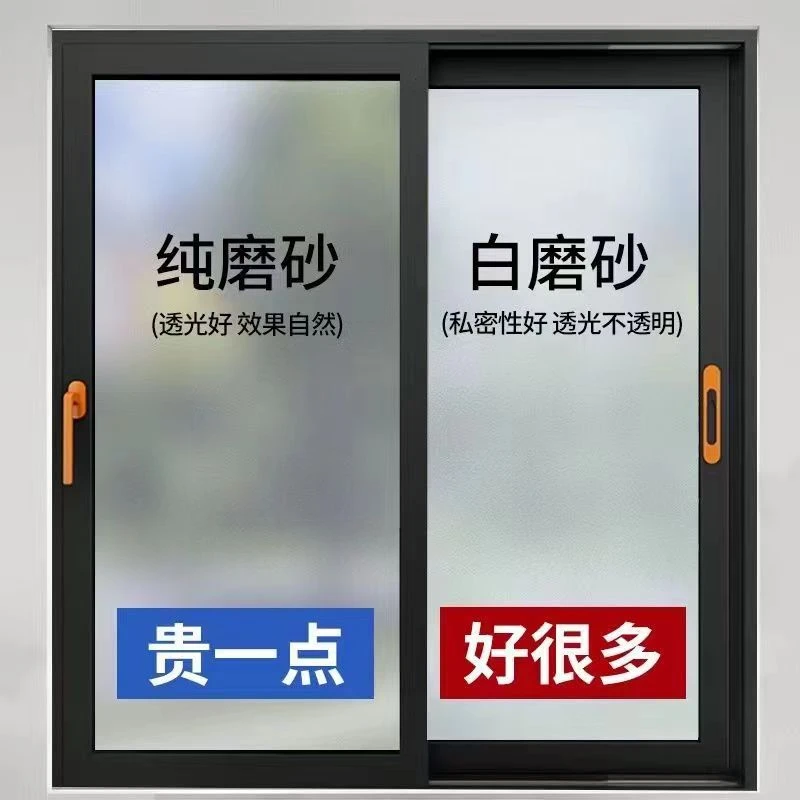 免胶磨砂玻璃贴膜办公室窗户卫生间浴室磨砂贴纸玻璃贴透光不透明