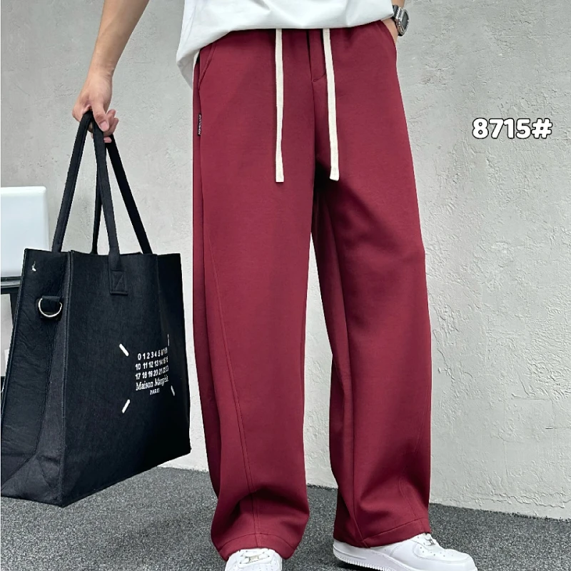 秋季新款男美式重磅垂感弯刀裤宽松直筒卫裤情侣休闲百搭运动长裤