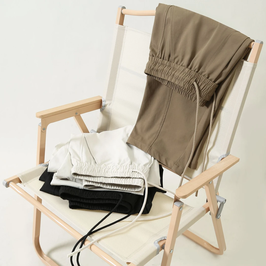 新款男士美式简约工装裤宽松直筒百搭弯刀褶皱裤纯色潮牌休闲长裤