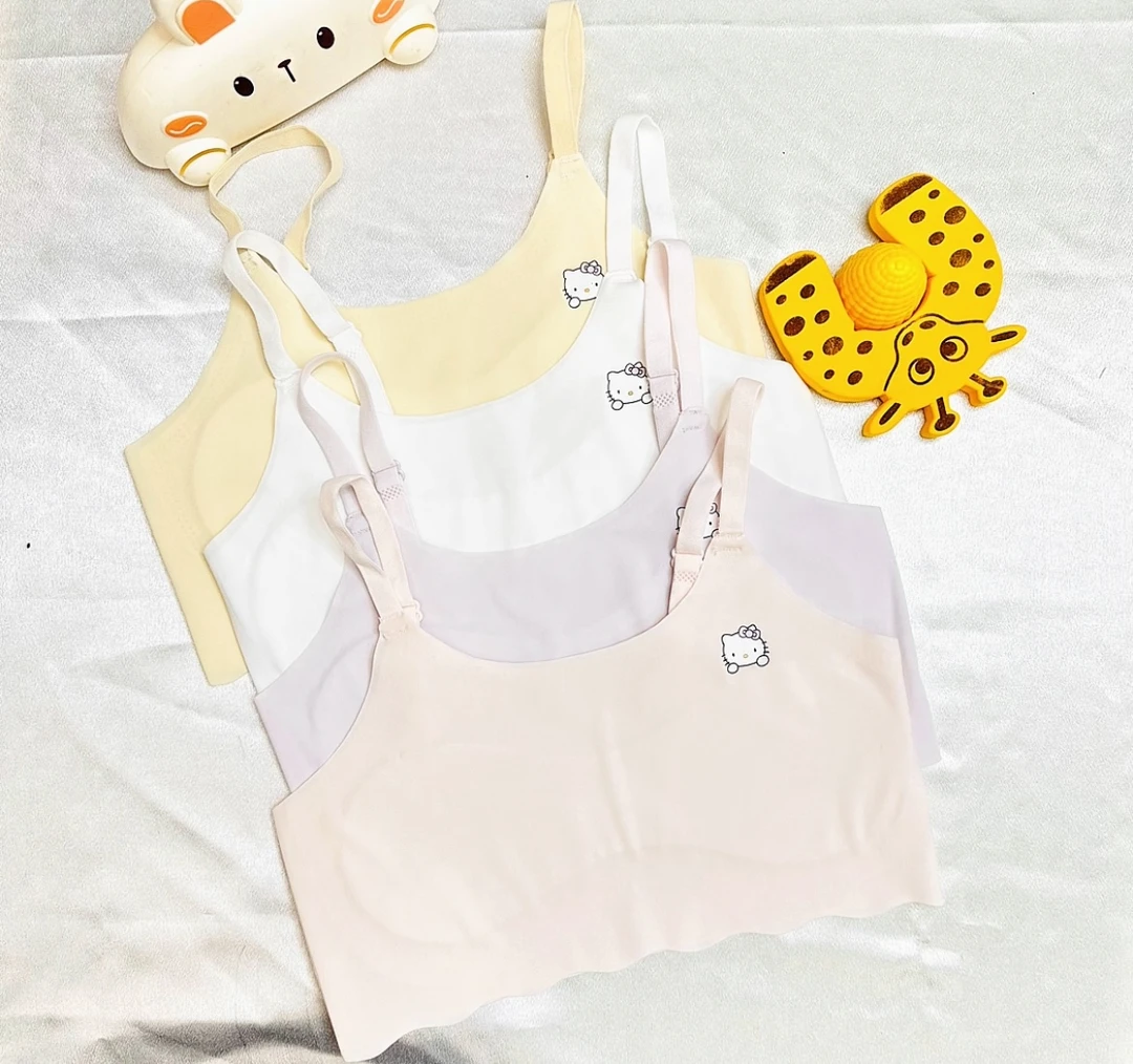 2件【吊带夹棉】夏季女孩内衣少女儿童发育背心夏季薄款无痕固定杯