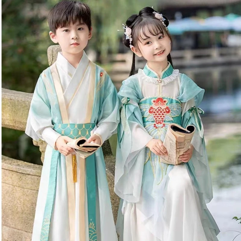儿童汉服男童国学服装秋季女孩唐装古风古装服中国风唐装男童服装