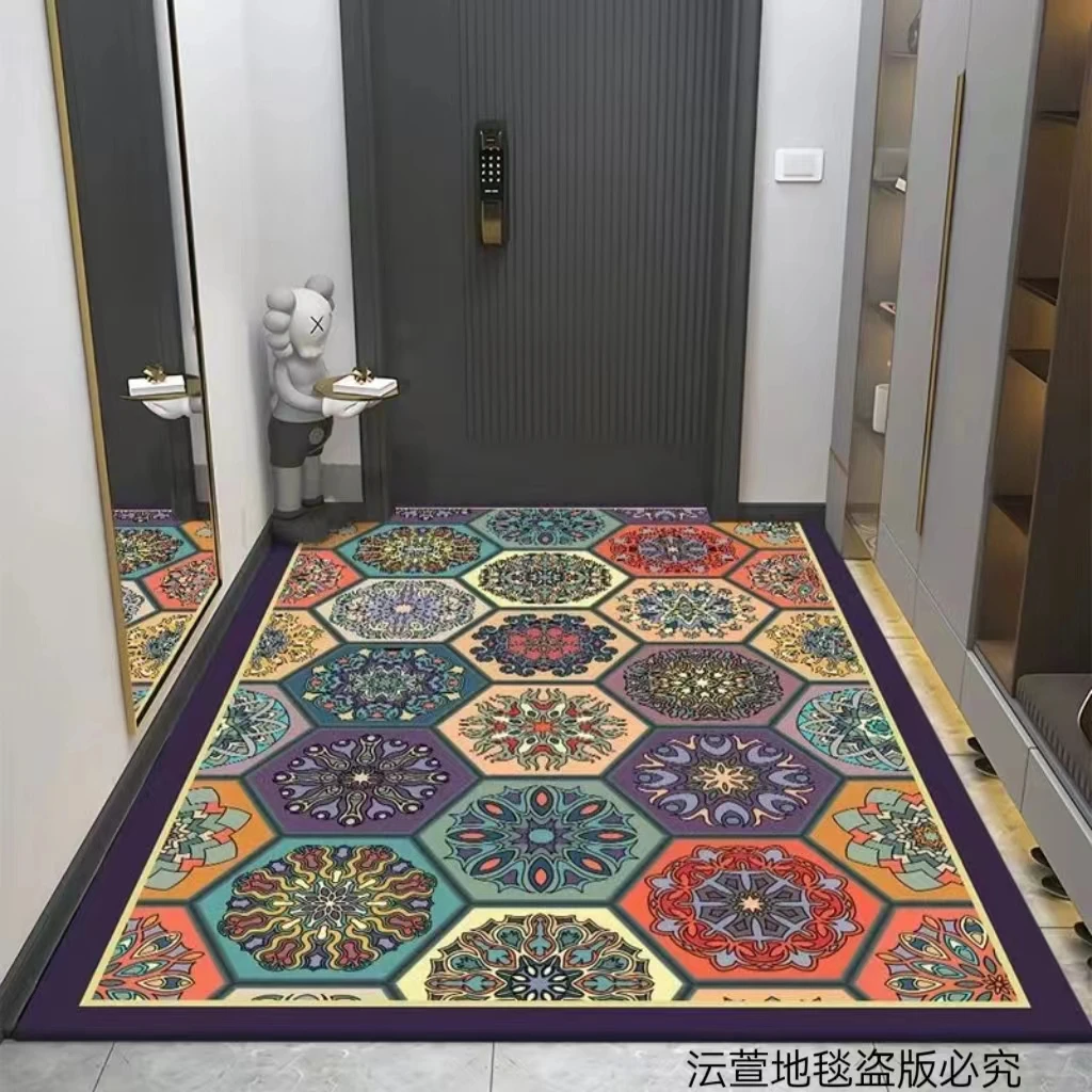 复古波斯70*100CM紫色门厅门口地毯地垫水晶绒  L58