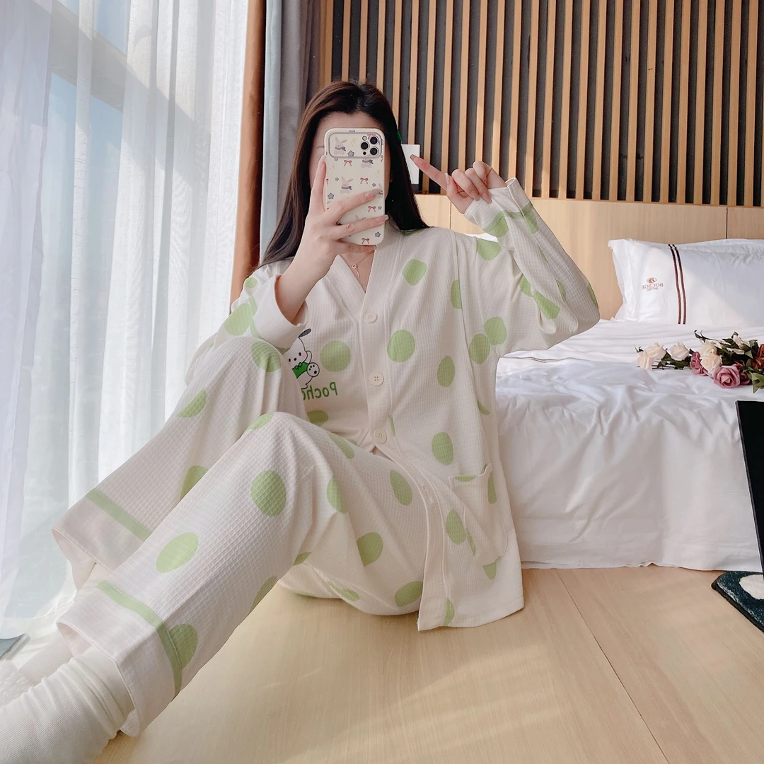 【带胸垫】华夫格月子服夏季孕妇产妇哺乳家居服云感棉春秋薄款睡衣